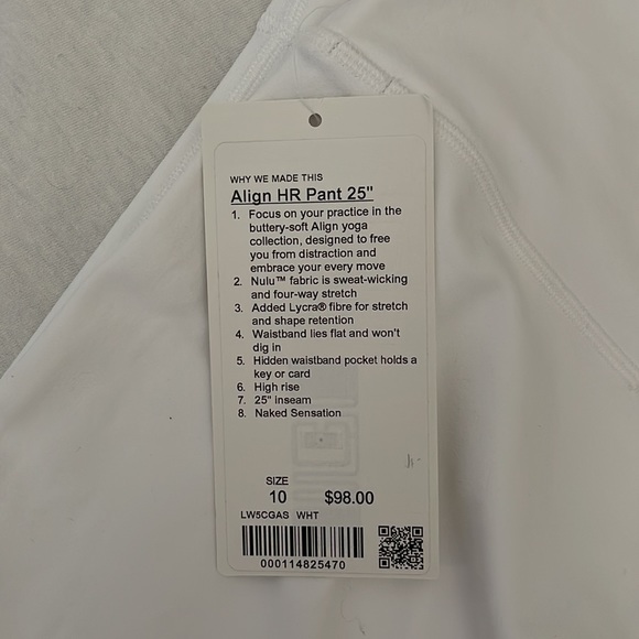 Lululemon Align 25 Women's White High-Waisted Leggings 10 - Picture 2 of 5